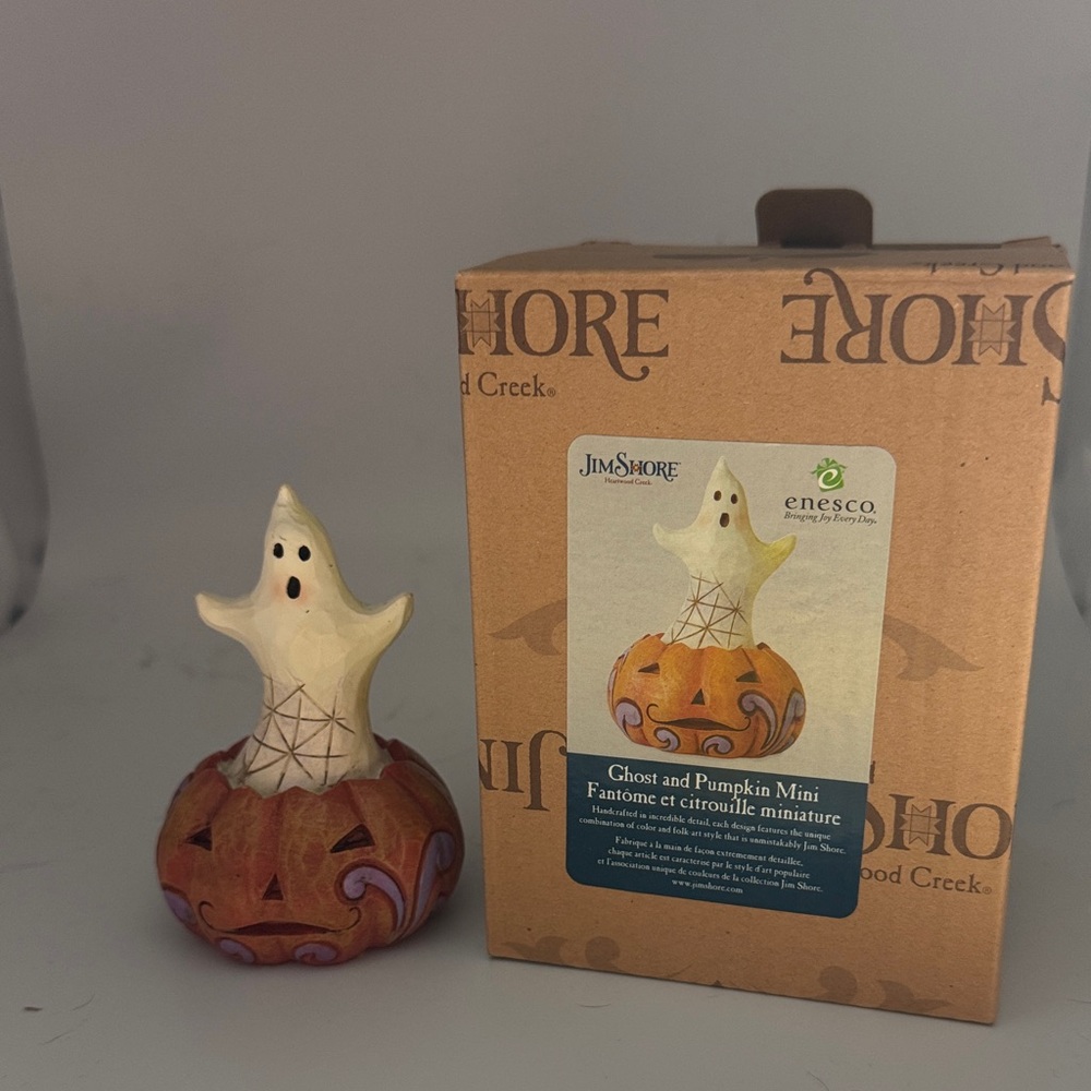 Jim Shore Halloween Ghost on Pumpkin Figurine